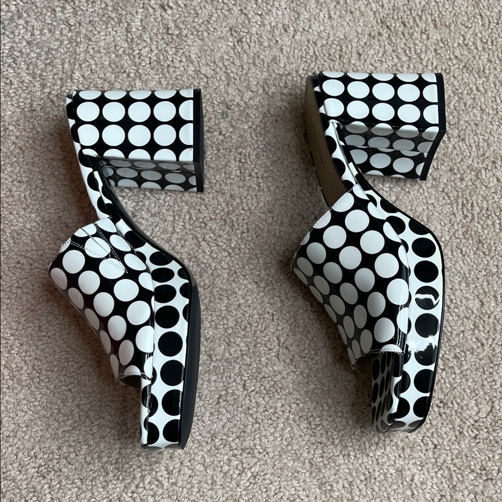 NWT Vaneli Black and White Moyra Polka Dot Chunky Platform Sandals - Picture 7 of 10